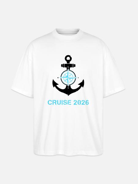 Anchor Compass Cruise 2026 Logo - Stanley/Stella Oversized Unisex Organic T-shirt Blaster 2.0 - white