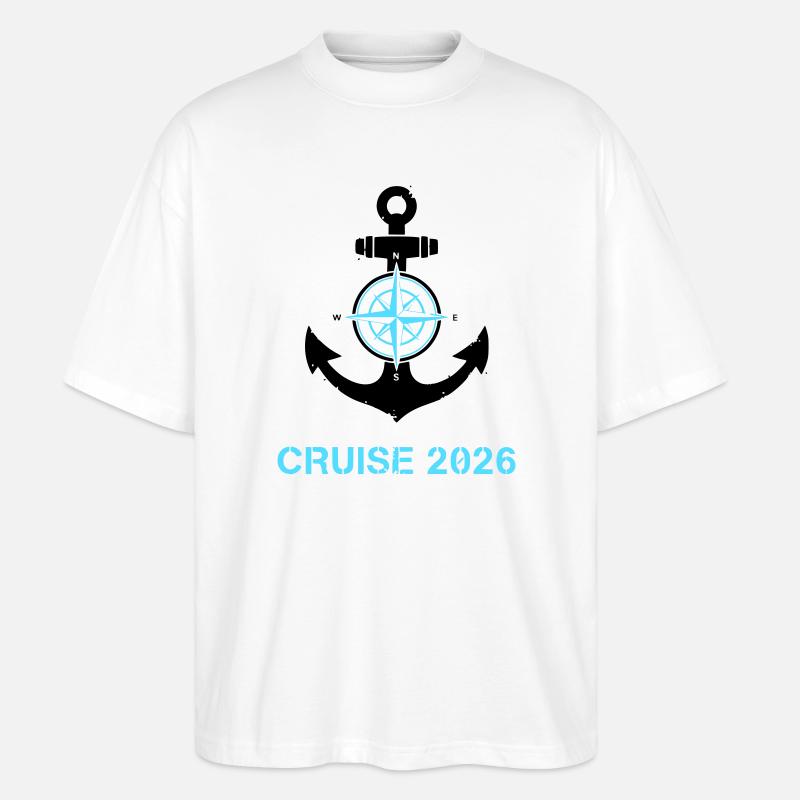Anker Kompass Cruise 2026 Logo - Stanley/Stella Oversized Unisex Bio T-Shirt Blaster 2.0 - Weiß