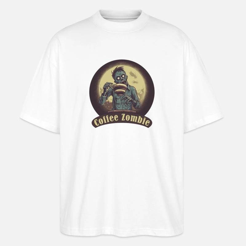 Kaffeemonster  - Koffein Zombie - Morgenmuffel - Stanley/Stella Oversized Unisex Bio T-Shirt Blaster 2.0 - Weiß