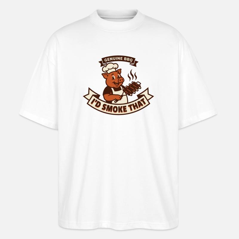 Pig Pitmaster BBQ Rubs und Rippchen - Stanley/Stella Oversized Unisex Bio T-Shirt Blaster 2.0 - Weiß