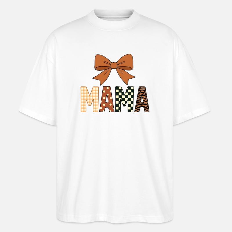 Bunte, verspielte MAMA-Texte mit mädchenhafter Schleife - Stanley/Stella Oversized Unisex Bio T-Shirt Blaster 2.0 - Weiß