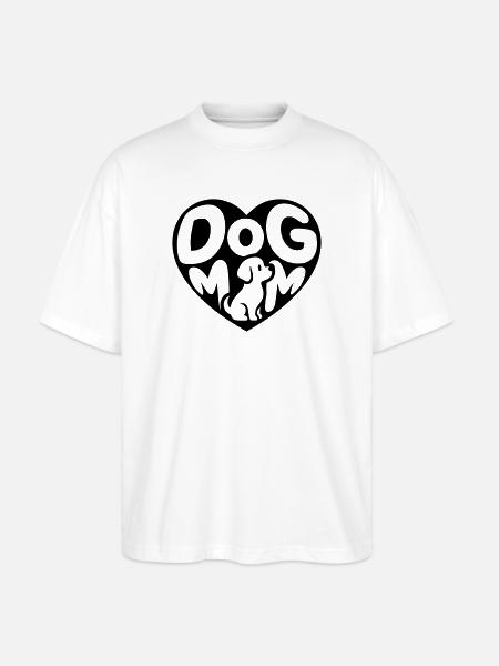 Hundemama Herzdesign mit kleinem Hund - Stanley/Stella Oversized Unisex Bio T-Shirt Blaster 2.0 - Weiß