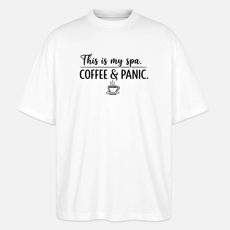 Kaffee- und Panik-Spa - Stanley/Stella Oversized Unisex Bio T-Shirt Blaster 2.0 - Weiß