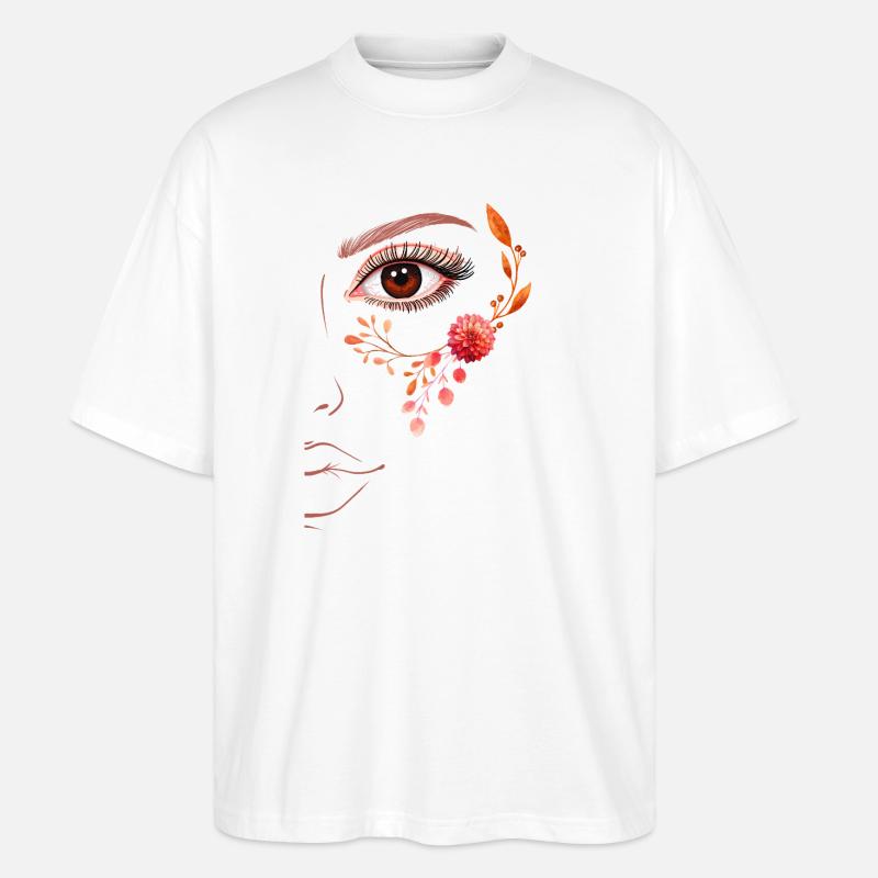 Boho Line Art Floral Design - Stanley/Stella Oversized Unisex Bio T-Shirt Blaster 2.0 - Weiß