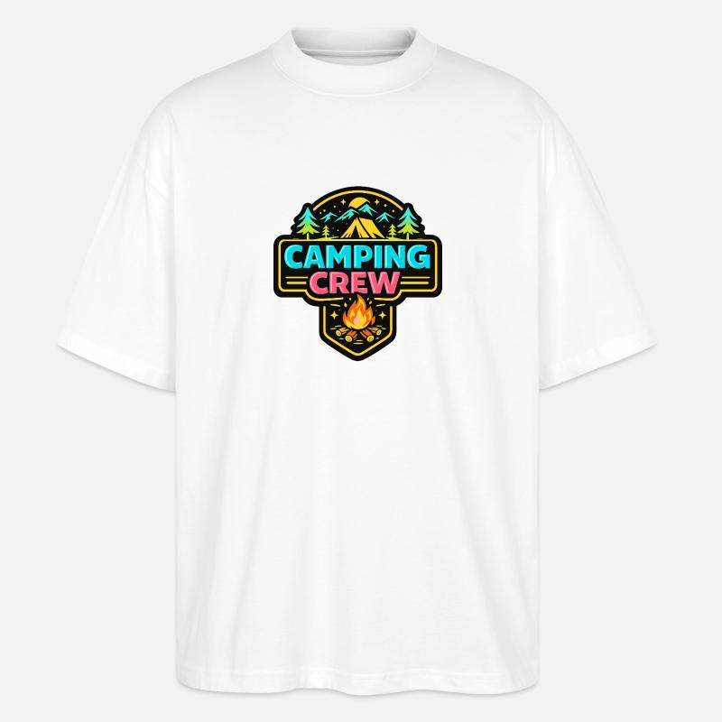 Camping Crew Abzeichen Neon - Stanley/Stella Oversized Unisex Bio T-Shirt Blaster 2.0 - Weiß