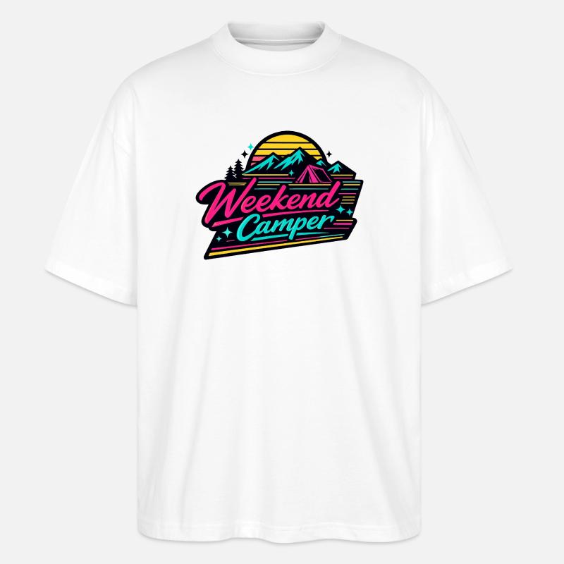 Skyline néon du Weekend Camper - T-shirt bio Blaster 2.0 coupe oversize Stanley/Stella Unisexe - blanc