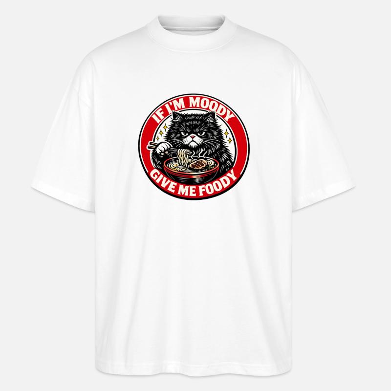 Mies gelaunte Katze Nudelsuppe Logo - Stanley/Stella Oversized Unisex Bio T-Shirt Blaster 2.0 - Weiß