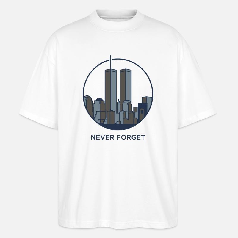 Never Forget Skyline Erinnerung - Stanley/Stella Oversized Unisex Bio T-Shirt Blaster 2.0 - Weiß