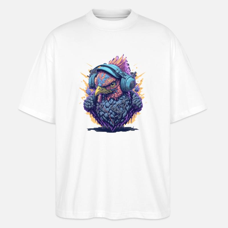 DJ mit Kopfhörer - Stanley/Stella Oversized Unisex Bio T-Shirt Blaster 2.0 - Weiß