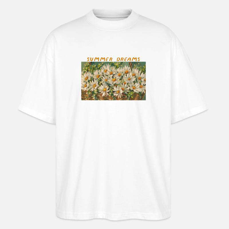 Summer Dreams – Daisy Basket Blumenkomposition - Stanley/Stella Oversized Unisex Bio T-Shirt Blaster 2.0 - Weiß