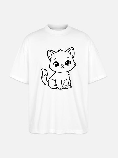 Cute Baby Cat – Black & White Kitten - Stanley/Stella Oversized Unisex Organic T-shirt Blaster 2.0 - white