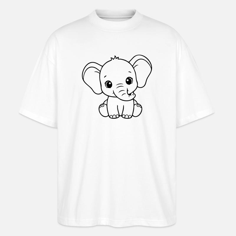 Bébé éléphant mignon – Noir et Blanc - T-shirt bio Blaster 2.0 coupe oversize Stanley/Stella Unisexe - blanc