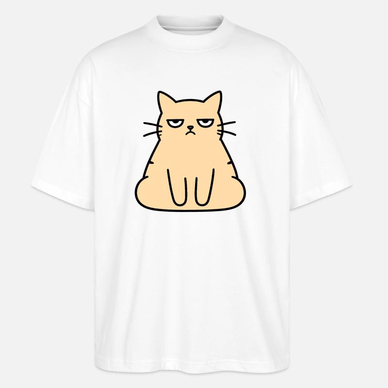 Grumpy Lounge Cat - Stanley/Stella Oversized Unisex Organic T-shirt Blaster 2.0 - white