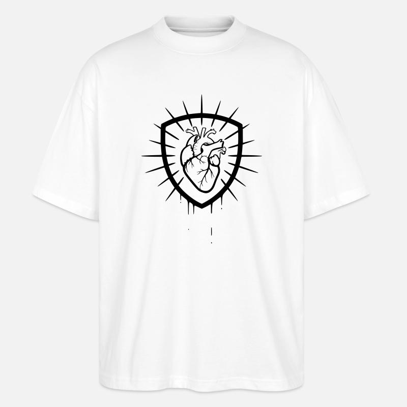 Anatomisches Herz Wappen Kontur - Stanley/Stella Oversized Unisex Bio T-Shirt Blaster 2.0 - Weiß