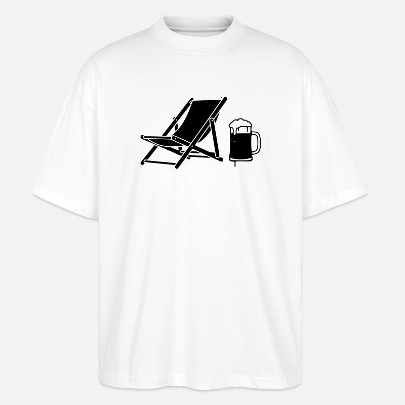 Liegestuhl Bier Urlaub Icon - Stanley/Stella Oversized Unisex Bio T-Shirt Blaster 2.0 - Weiß