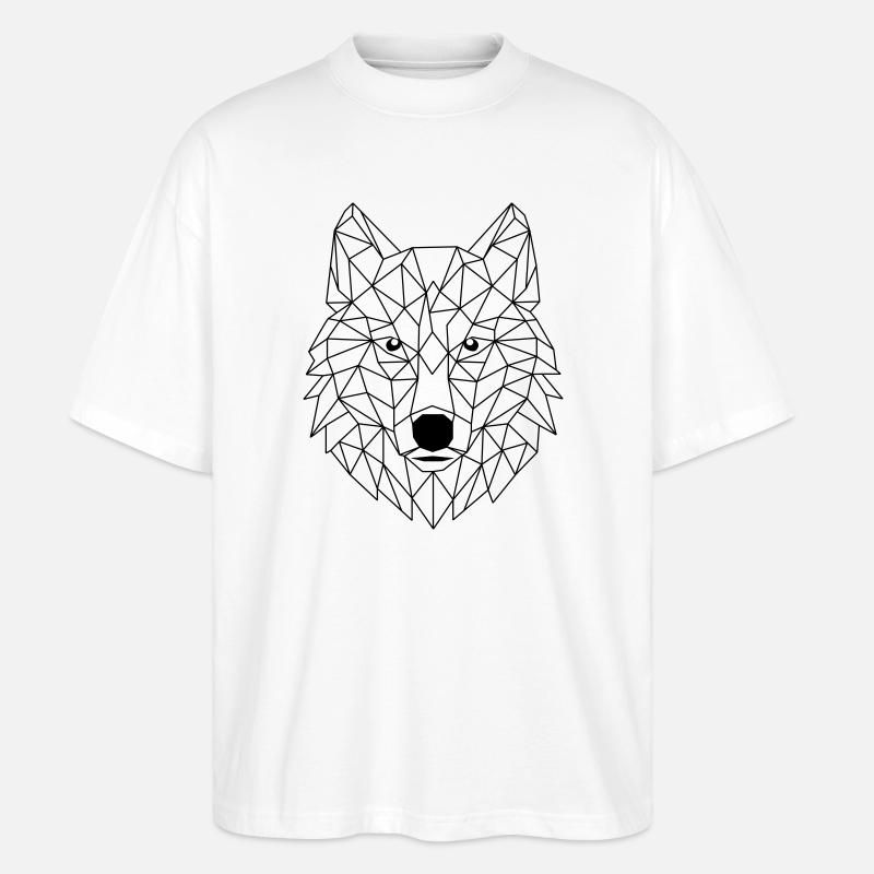 Wolf Polygon - Stanley/Stella Oversized Unisex Bio T-Shirt Blaster 2.0 - Weiß