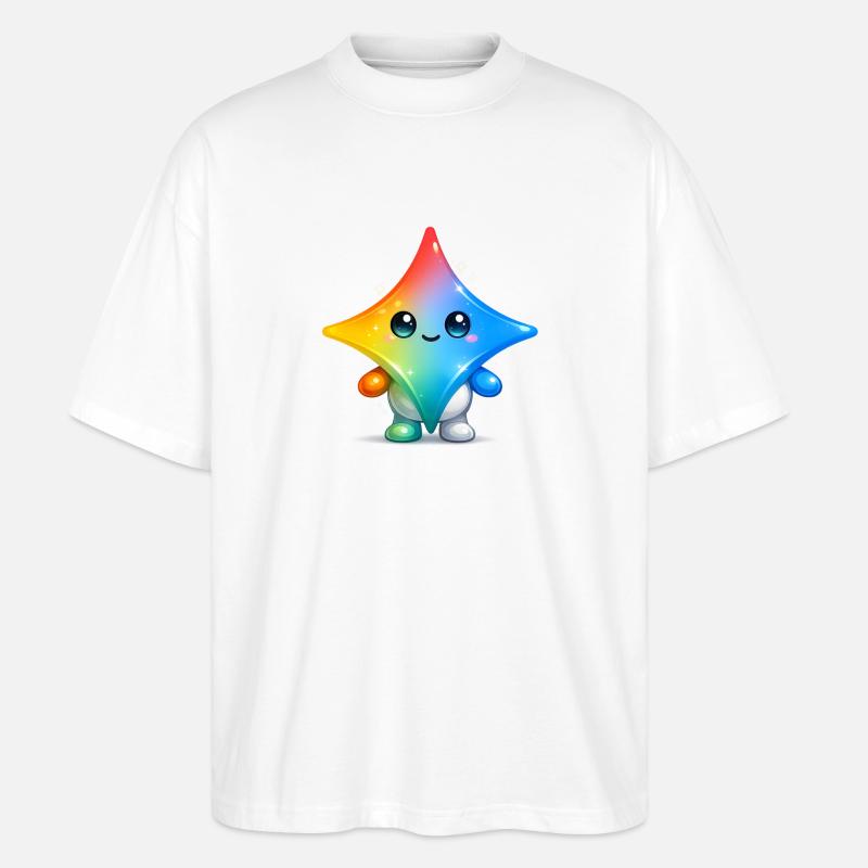 Süßer Gemini-Star-Maskottchen-Aufkleber - Stanley/Stella Oversized Unisex Bio T-Shirt Blaster 2.0 - Weiß