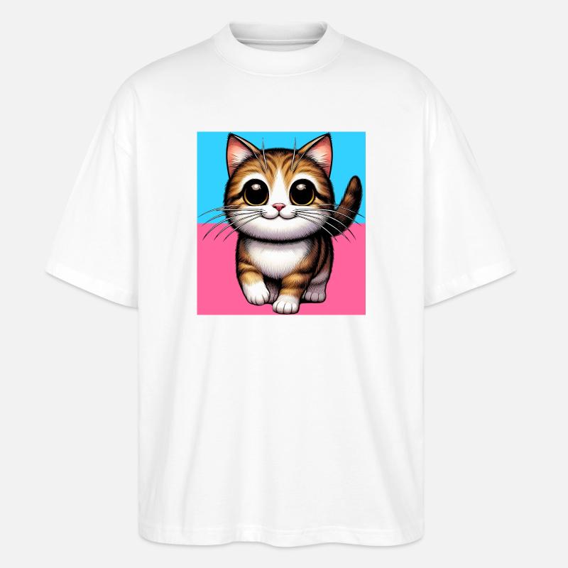 Katze - Stanley/Stella Oversized Unisex Bio T-Shirt Blaster 2.0 - Weiß