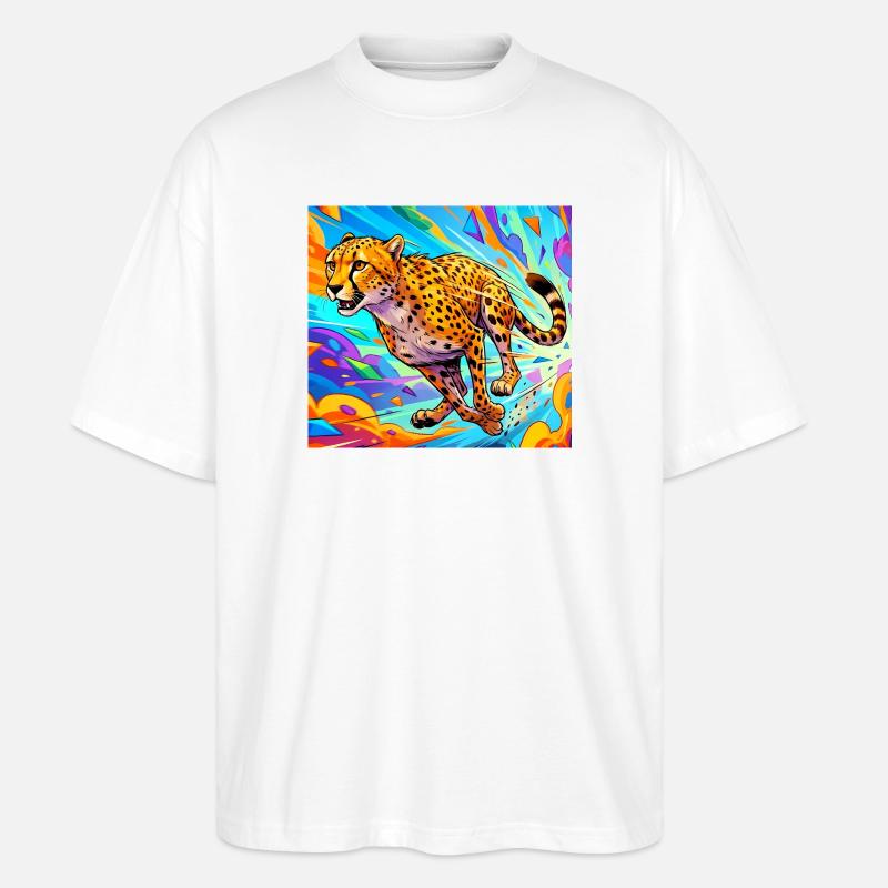 guépard - T-shirt bio Blaster 2.0 coupe oversize Stanley/Stella Unisexe - blanc