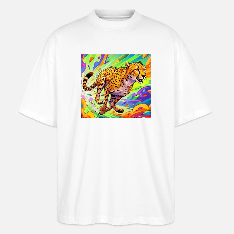 guépard - T-shirt bio Blaster 2.0 coupe oversize Stanley/Stella Unisexe - blanc