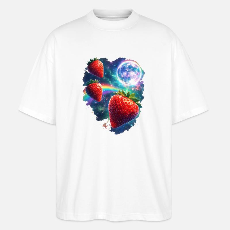 Kosmische Erdbeeren im Sternenlicht - Stanley/Stella Oversized Unisex Bio T-Shirt Blaster 2.0 - Weiß