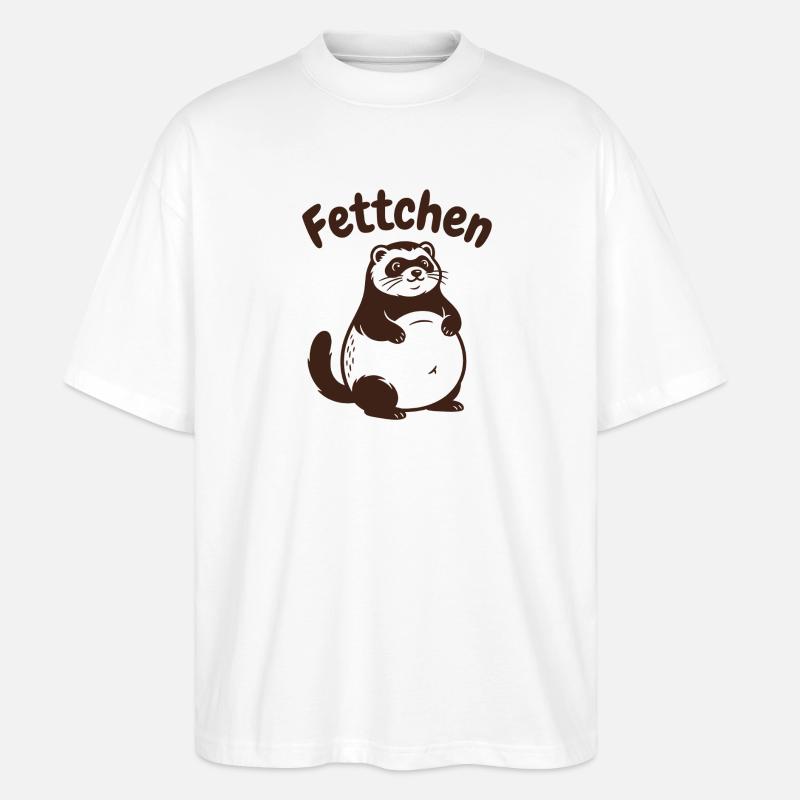 Frettchen - Fettchen mit dicken Bauch - Stanley/Stella Oversized Unisex Bio T-Shirt Blaster 2.0 - Weiß