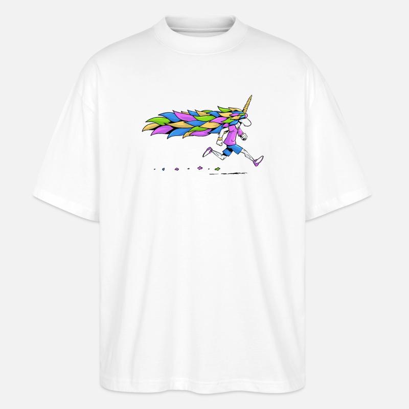 Einhornläufer - Stanley/Stella Oversized Unisex Bio T-Shirt Blaster 2.0 - Weiß
