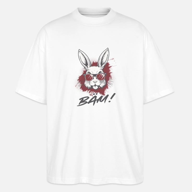 Cool Bunny BÄM Statement Statement Drôle - T-shirt bio Blaster 2.0 coupe oversize Stanley/Stella Unisexe - blanc