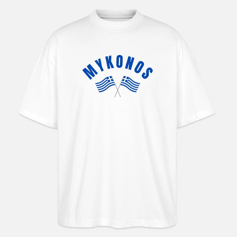 Drapeaux grecs de Mykonos - T-shirt bio Blaster 2.0 coupe oversize Stanley/Stella Unisexe - blanc