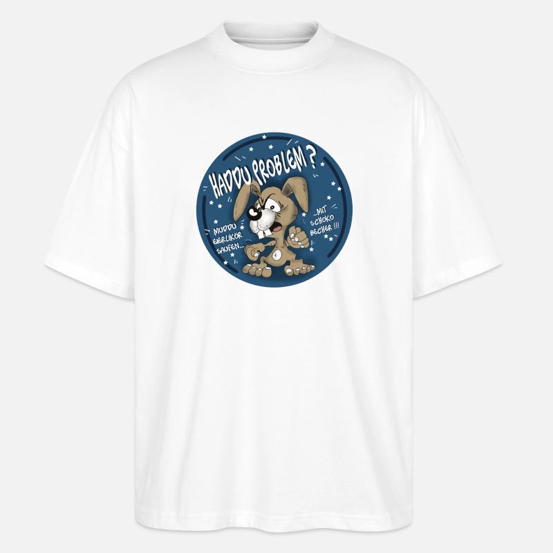Hasen-Comic Haddu Problem? - Stanley/Stella Oversized Unisex Bio T-Shirt Blaster 2.0 - Weiß