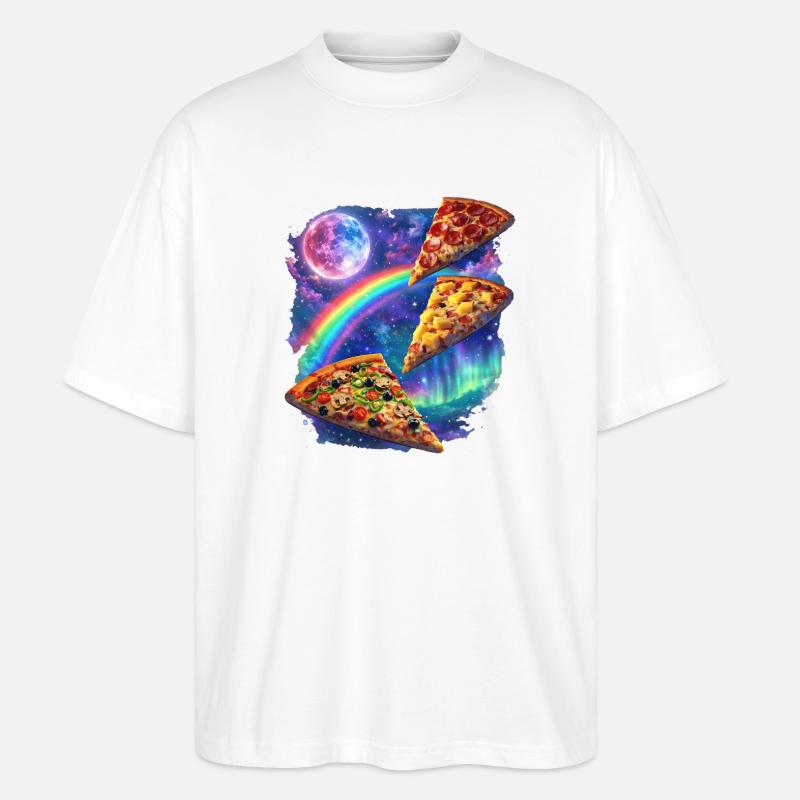 Kosmische Regenbogenpizza All - Stanley/Stella Oversized Unisex Bio T-Shirt Blaster 2.0 - Weiß