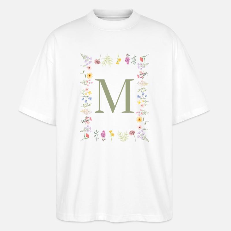 Initiale M Blumen Monogramm - Stanley/Stella Oversized Unisex Bio T-Shirt Blaster 2.0 - Weiß