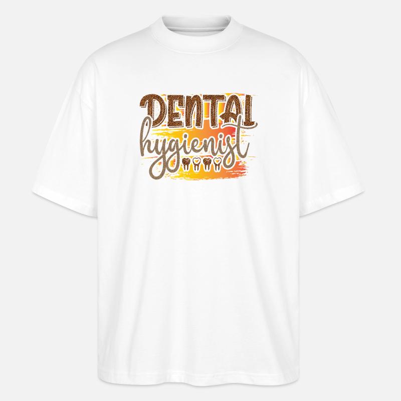 Leopard Hygienist Sunset Script - Stanley/Stella Oversized Unisex Bio T-Shirt Blaster 2.0 - Weiß