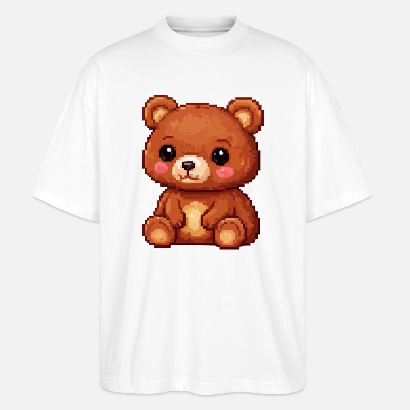 Teddybär Pixel Comic - Stanley/Stella Oversized Unisex Bio T-Shirt Blaster 2.0 - Weiß