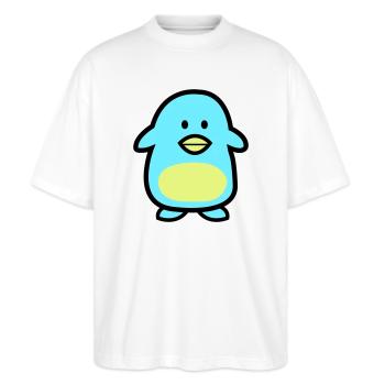Penguin Comic - Stanley/Stella Uniseks oversized bio T-shirt Blaster 2.0 - wit - Voor - Alina (178cm) & Michal (187cm)