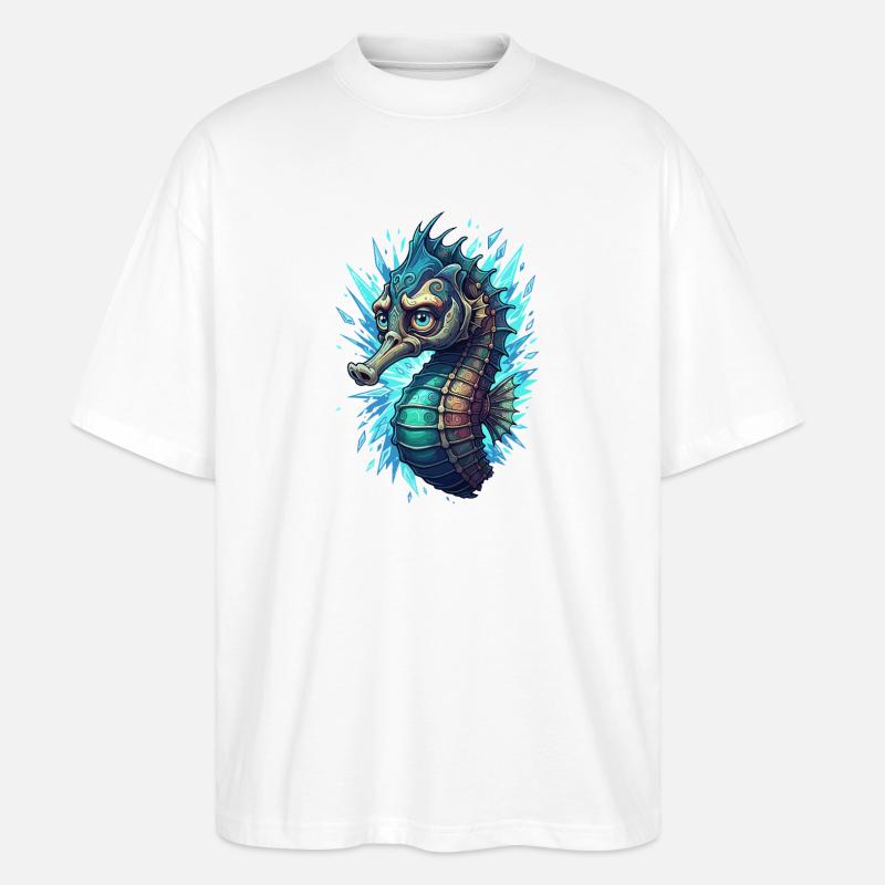 Kristallseepferd im Blitzmeer - Stanley/Stella Oversized Unisex Bio T-Shirt Blaster 2.0 - Weiß