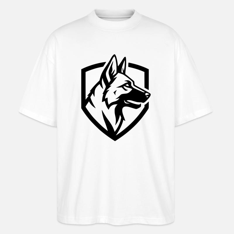 German Shepherd Crest Shield Security - Stanley/Stella Oversized Unisex Organic T-shirt Blaster 2.0 - white