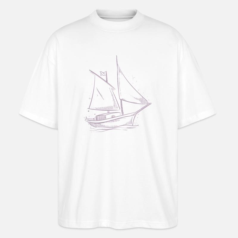 Segelabenteuer Silhouette: Elegante Segler - Stanley/Stella Oversized Unisex Bio T-Shirt Blaster 2.0 - Weiß