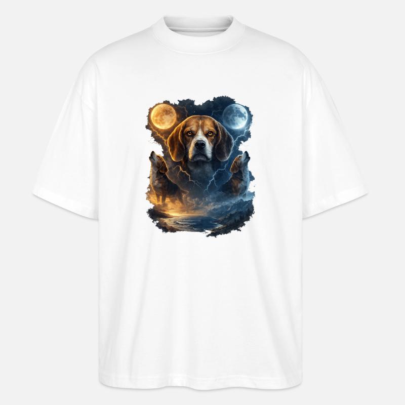 Moon Beagle Night Magic Beagle - Stanley/Stella Oversized Unisex Organic T-shirt Blaster 2.0 - white
