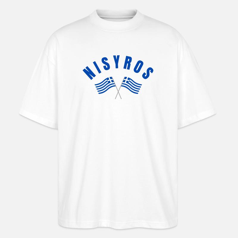 Drapeaux grecs de Nisyros - T-shirt bio Blaster 2.0 coupe oversize Stanley/Stella Unisexe - blanc