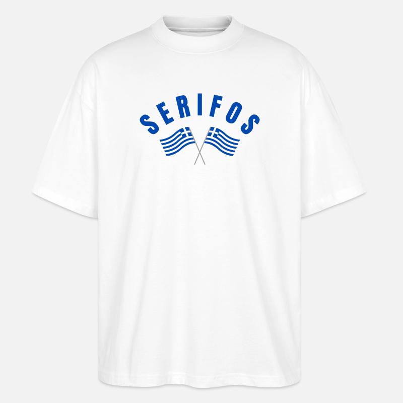 Drapeaux grecs de Serifos - T-shirt bio Blaster 2.0 coupe oversize Stanley/Stella Unisexe - blanc