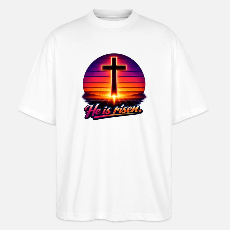 he is risen retro - Stanley/Stella Oversized Unisex Bio T-Shirt Blaster 2.0 - Weiß