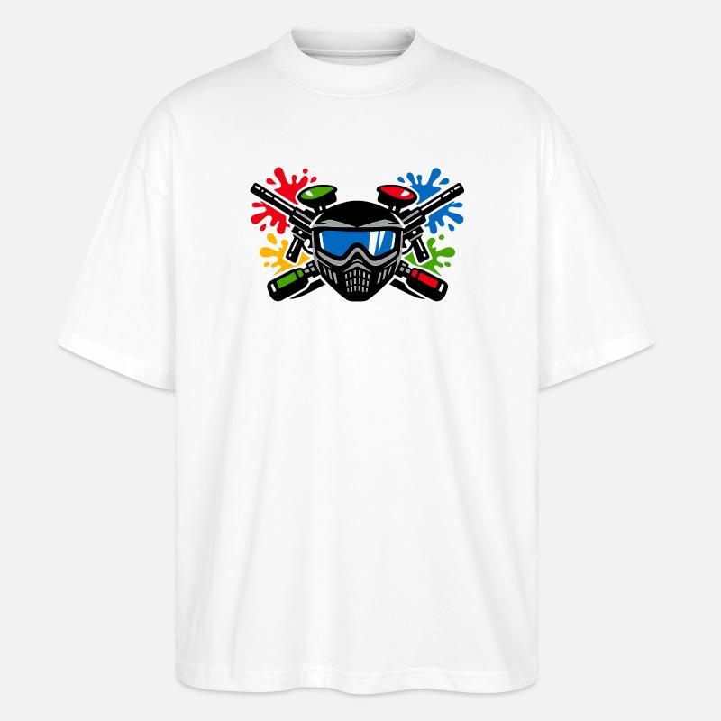 Graffiti-Helm mit Farbspritzer - Stanley/Stella Oversized Unisex Bio T-Shirt Blaster 2.0 - Weiß