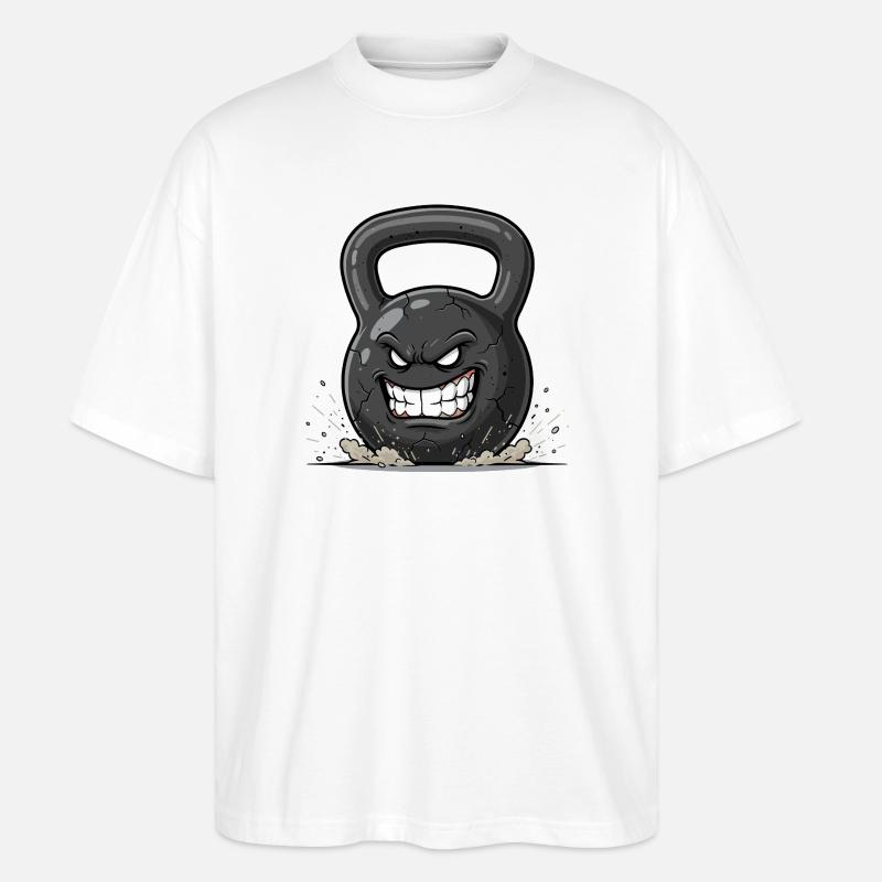 Wütende Kettlebell – Kraftausbruch - Stanley/Stella Oversized Unisex Bio T-Shirt Blaster 2.0 - Weiß
