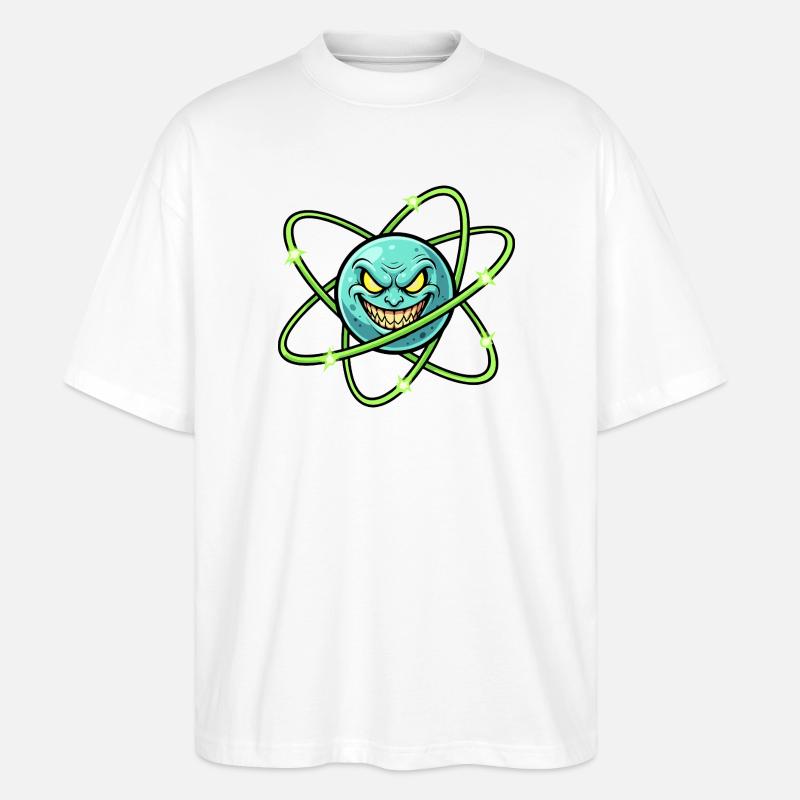 Grimmiger Mond mit Atomring - Stanley/Stella Oversized Unisex Bio T-Shirt Blaster 2.0 - Weiß