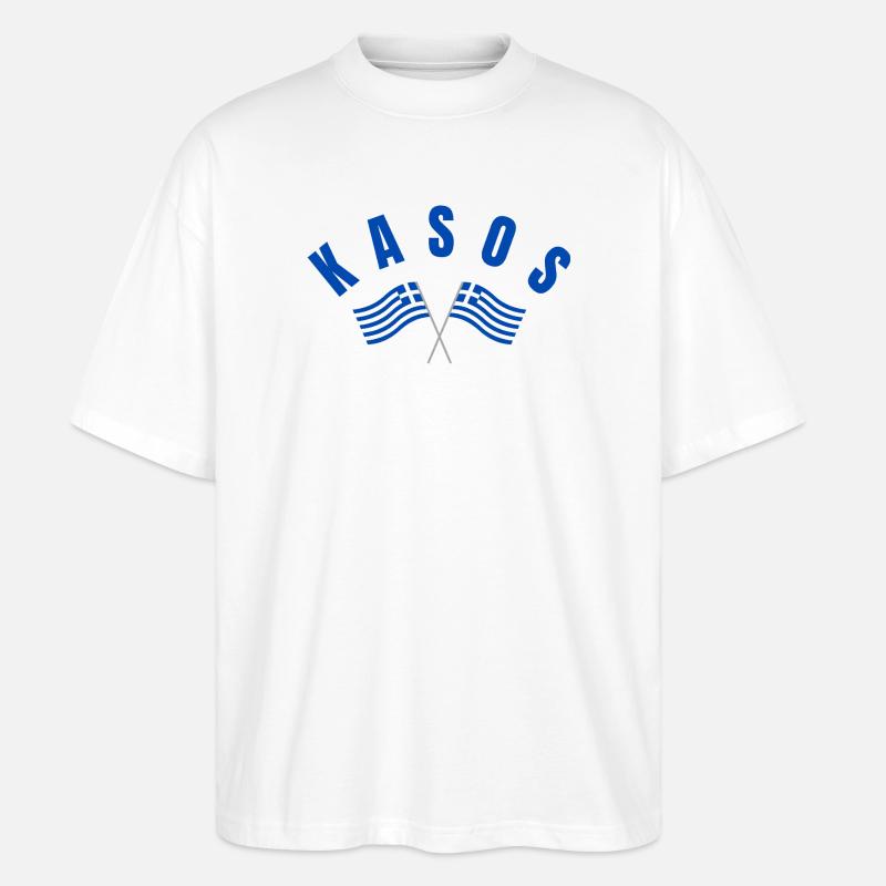 Drapeaux grecs de Kasos croisés - T-shirt bio Blaster 2.0 coupe oversize Stanley/Stella Unisexe - blanc