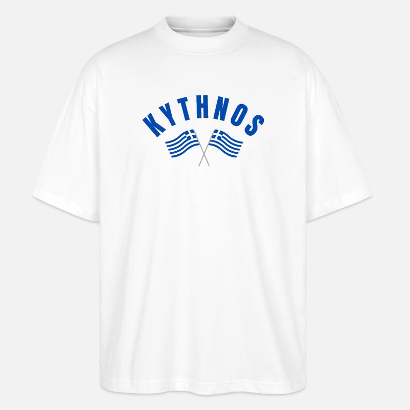 Drapeaux grecs de Kythnos - T-shirt bio Blaster 2.0 coupe oversize Stanley/Stella Unisexe - blanc
