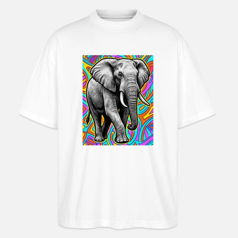 Elefant - Stanley/Stella Oversized Unisex Bio T-Shirt Blaster 2.0 - Weiß
