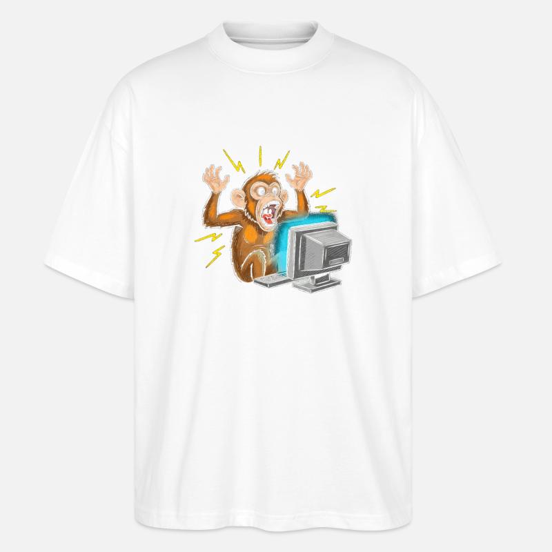 Monkey Computer Outbreak - Stanley/Stella Oversized Unisex Organic T-shirt Blaster 2.0 - white