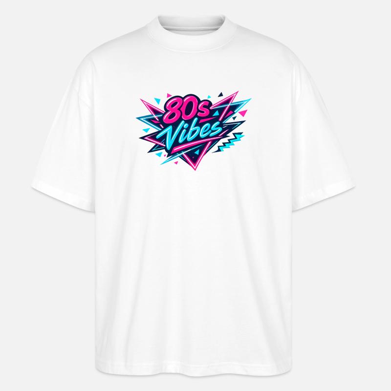 80s Vibes Neon Retro - Stanley/Stella Oversized Unisex Bio T-Shirt Blaster 2.0 - Weiß